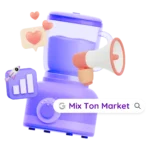 Mix Ton Market logo featuring a megaphone and a Google-style search bar.